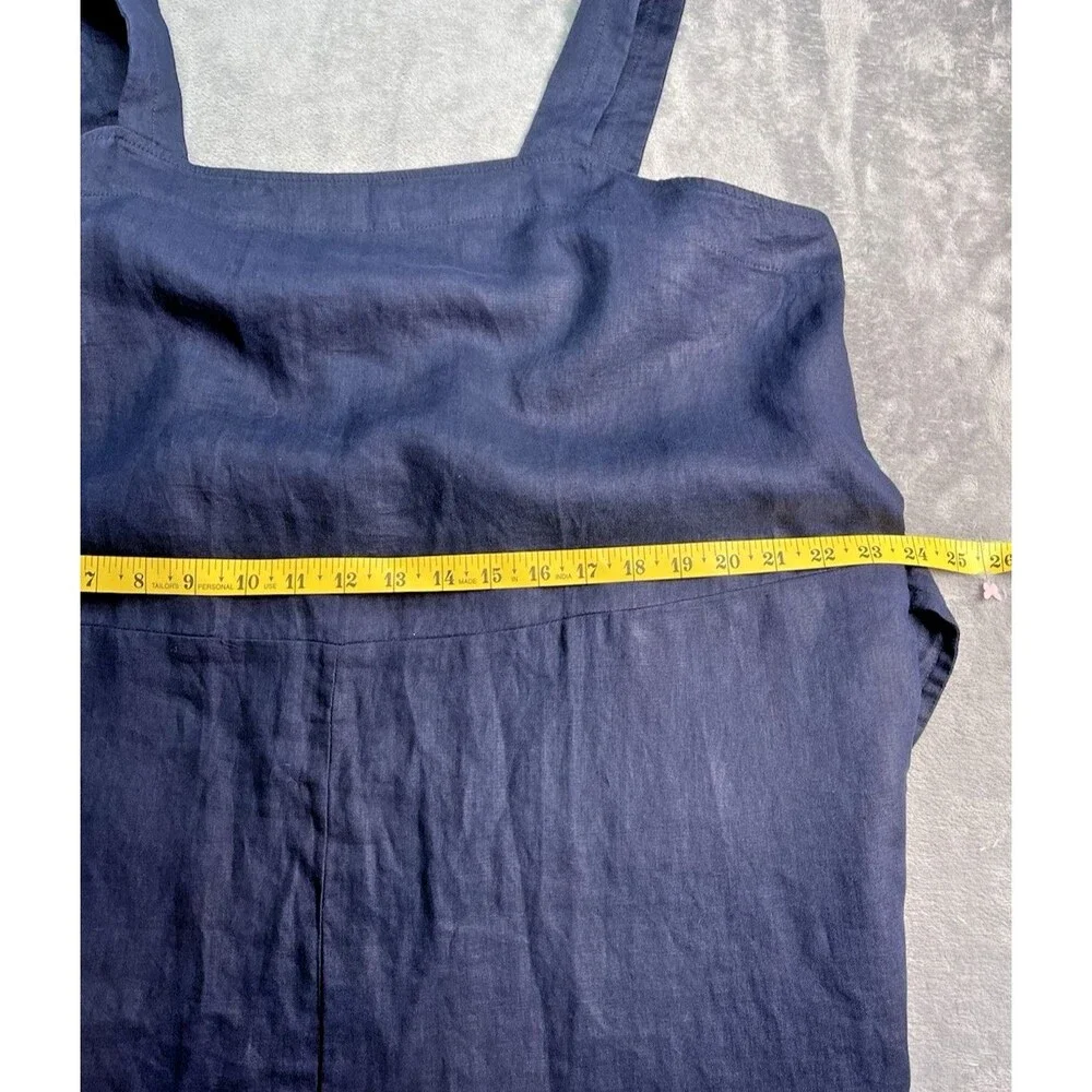 Quince NWT womens navy Euro 100% linen wide leg jumpsuit XL summer vacation